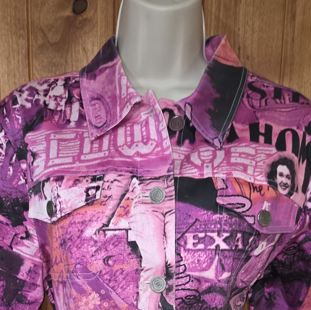 Vintage Vibrant‎ Pink Graphic Jean Jacket